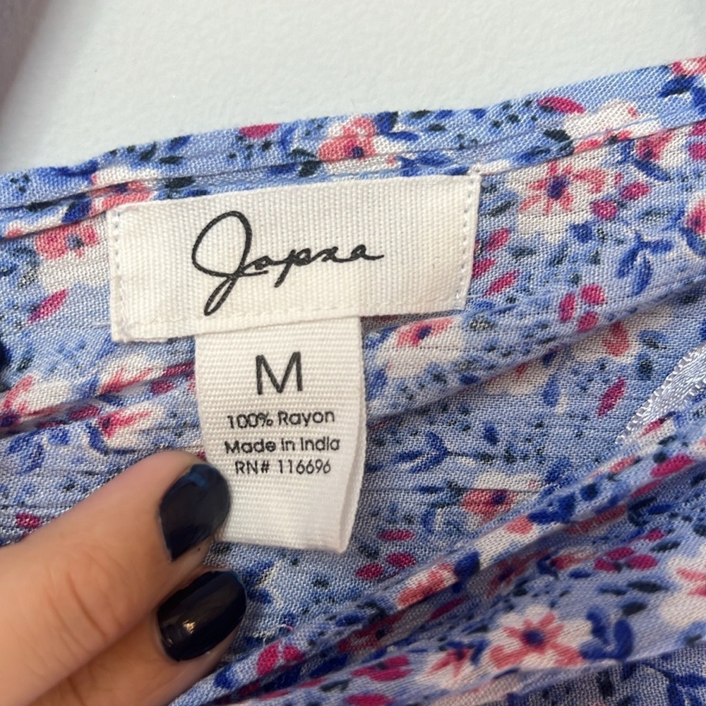 NWT Japna Dainty Floral Blue Pink White Long Sleeve Mini Dress Cottagecore Boho - Picture 6 of 6